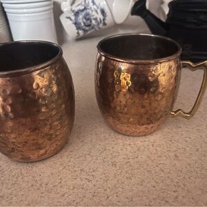 Hammered Copper Mugs Set